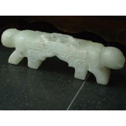 antiek CHINESE carved jade nephrite opiumkussen snuff pillow