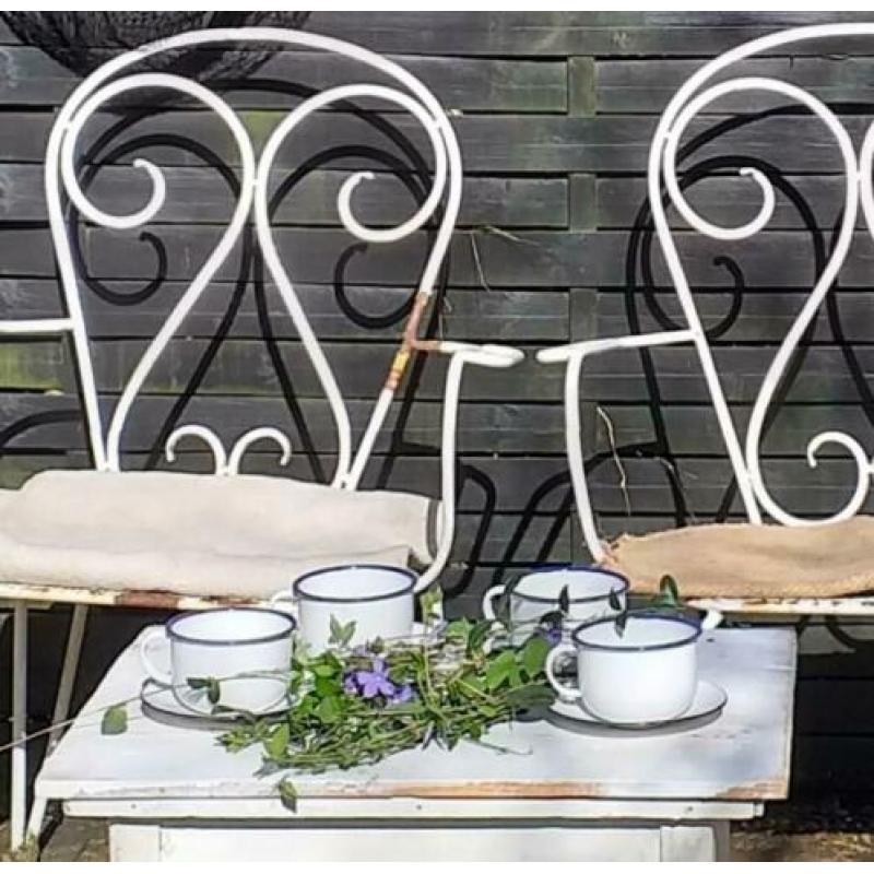 Prachtige brocante tuinset