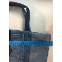 Nieuwe Tas ‘Hamsteren’, jeans/bruin leer 19,95€