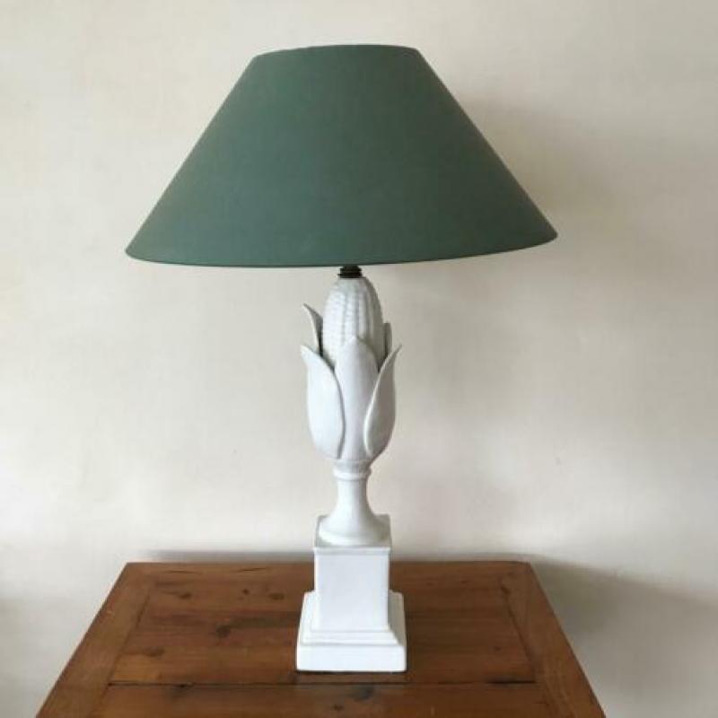 Lampvoet maïskolf porselein, keramiek wit vintage