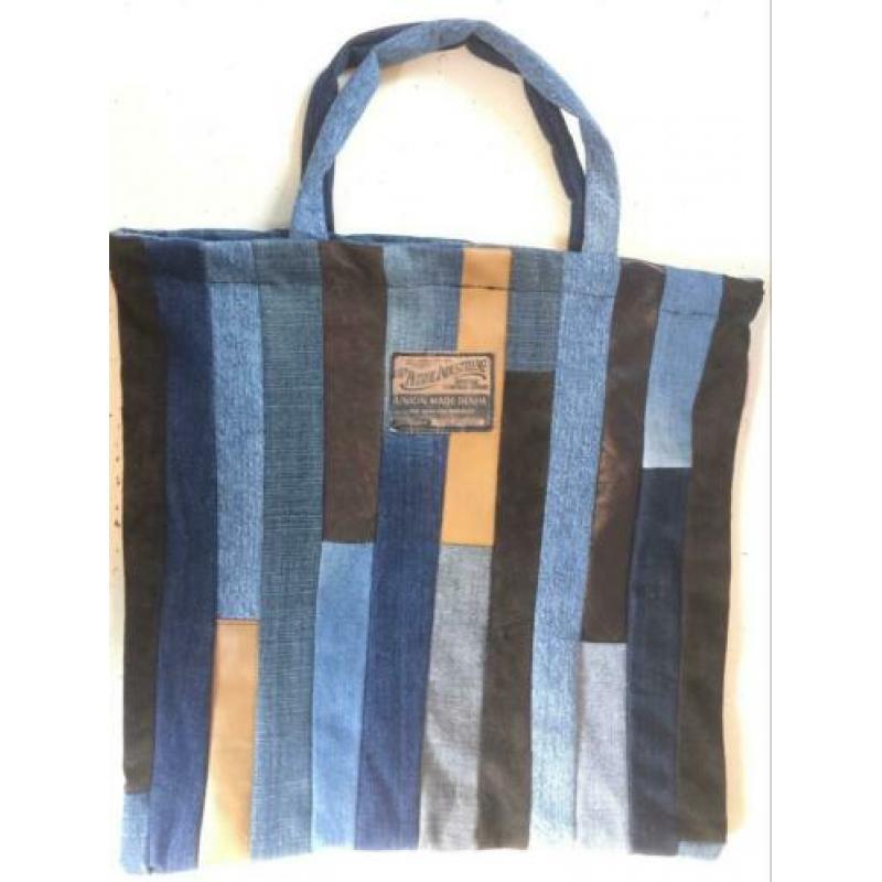 Nieuwe Tas ‘Hamsteren’, jeans/bruin leer 19,95€