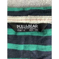 Maat s - pull & bear - blauw / groen gestreepte tshirt