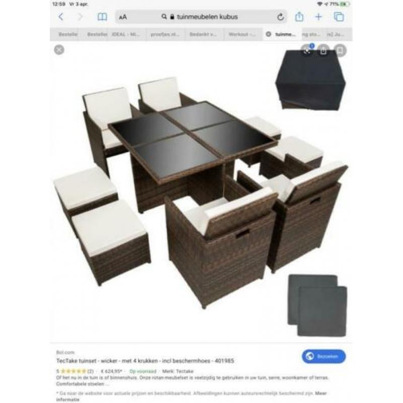 Rotan tuinset met aluminium onderstel