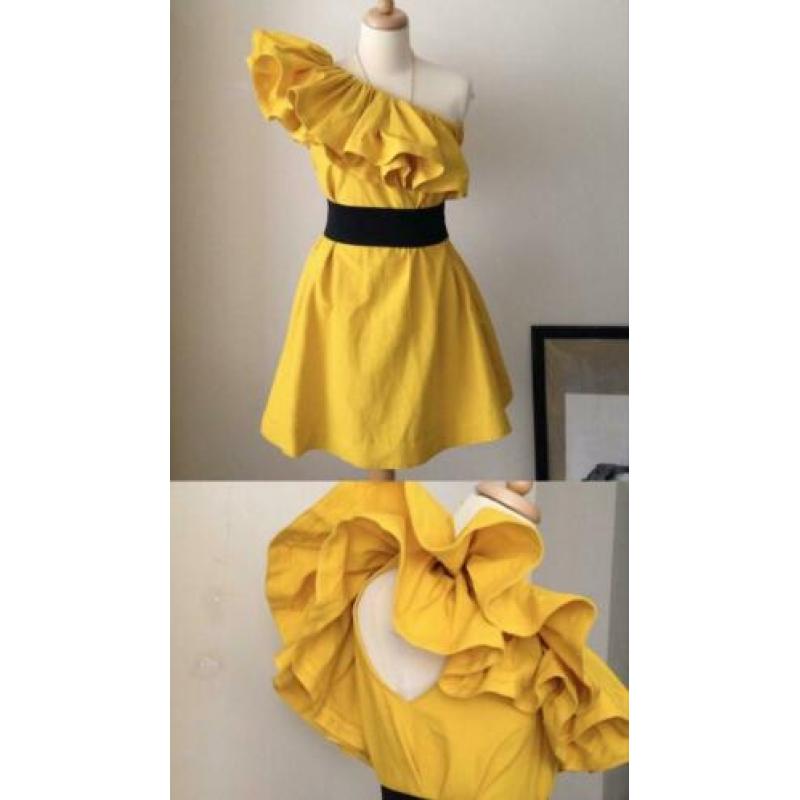 Lanvin x hm, geel, mosterd, katoen, zomerjurk, mididress