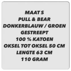 Maat s - pull & bear - blauw / groen gestreepte tshirt