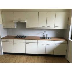 KELLER Keuken crème met gasfornuis, afzuiging en wasbak