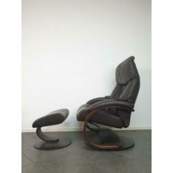 Fjords Hjellegjerde bruin leren design relax fauteuil