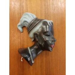 Vintage cortendorf wandmasker keramiek jaren vijftig