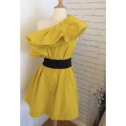 Lanvin x hm, geel, mosterd, katoen, zomerjurk, mididress