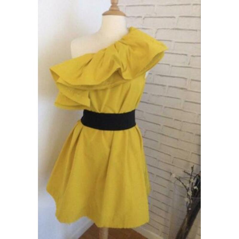Lanvin x hm, geel, mosterd, katoen, zomerjurk, mididress