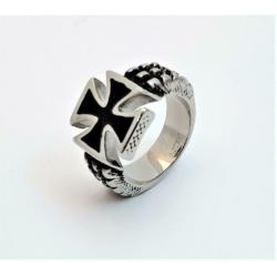 Stalen Ring met Maltezer Kruis. Nr. 1801020