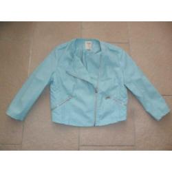 * Nieuw Bershka nep leren turquoise biker jack jasje maat L