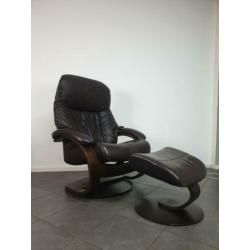 Fjords Hjellegjerde bruin leren design relax fauteuil