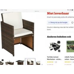 Rotan tuinset met aluminium onderstel