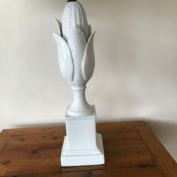 Lampvoet maïskolf porselein, keramiek wit vintage
