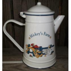 walt disney Mickey's farm emaille koffiekan