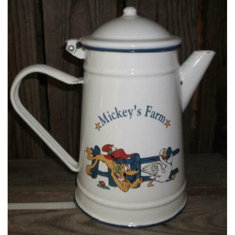 walt disney Mickey's farm emaille koffiekan