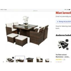 Rotan tuinset met aluminium onderstel