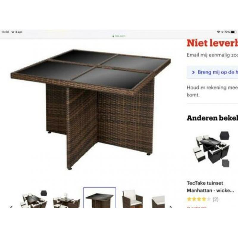 Rotan tuinset met aluminium onderstel