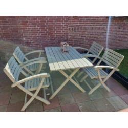 Tuinset tafel + 4 stoelen inklapbaar