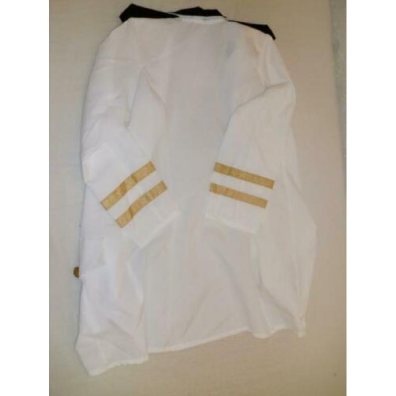 Lange dames witte kapiteins jas carnaval maat 36 S