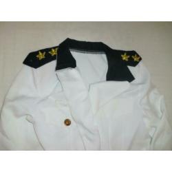 Lange dames witte kapiteins jas carnaval maat 36 S