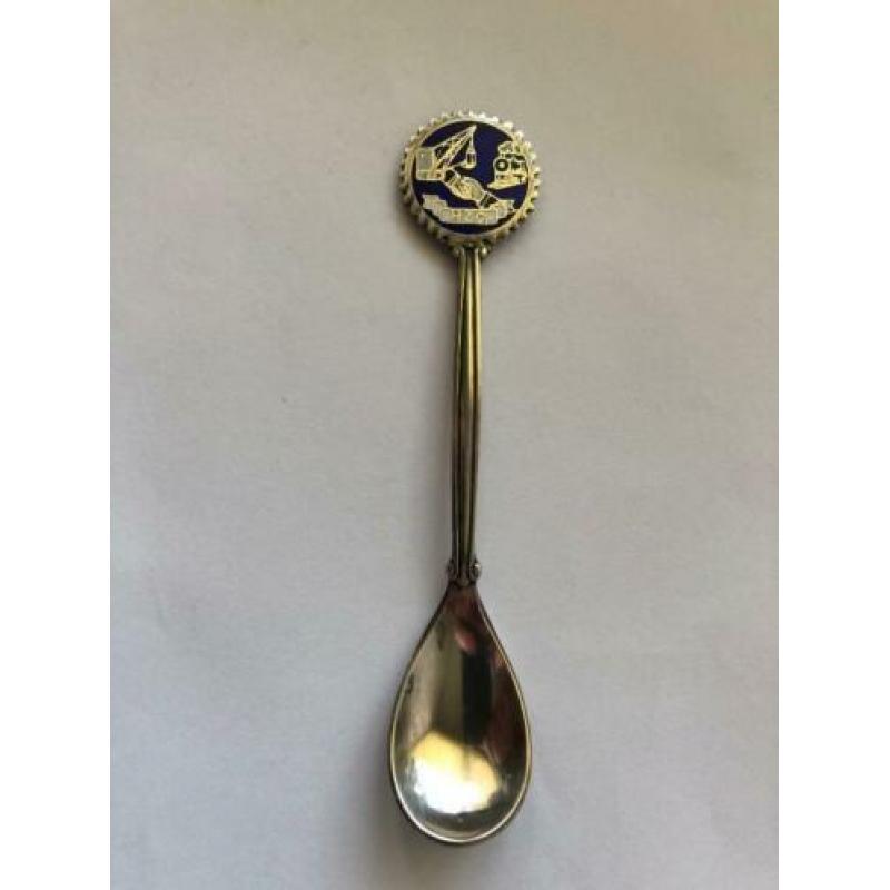 Emaille HZC Het Zwarte Corps lepeltje. Lepel. Verzilverd.