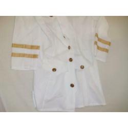Lange dames witte kapiteins jas carnaval maat 36 S