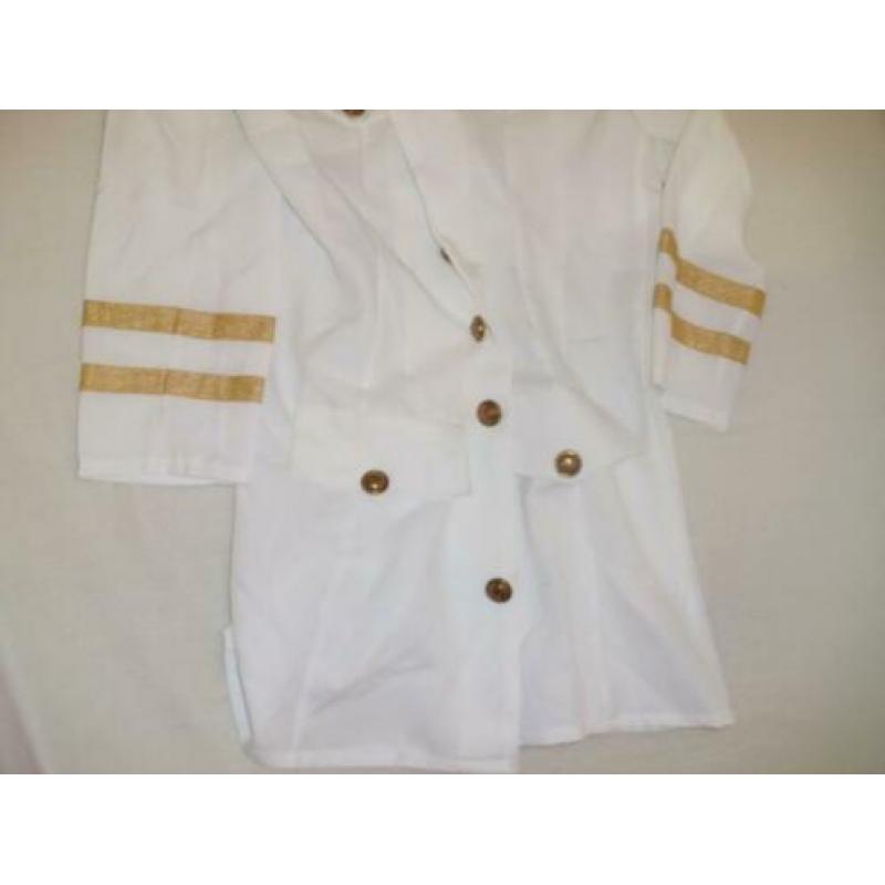Lange dames witte kapiteins jas carnaval maat 36 S