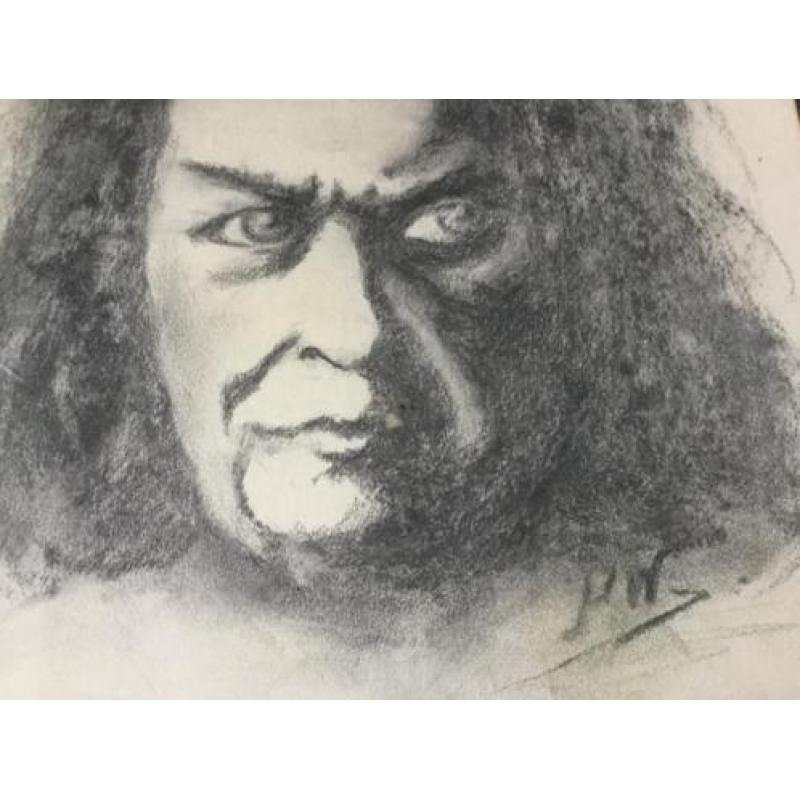 Houtskooltekening portret van Ludwig van Beethoven ingelijst
