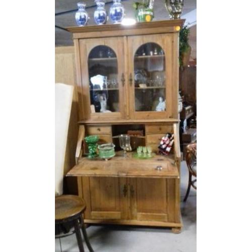 Oud grenen klep secretaire