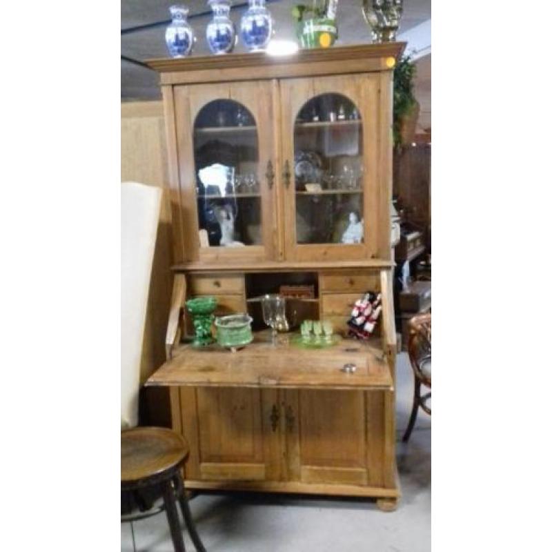 Oud grenen klep secretaire