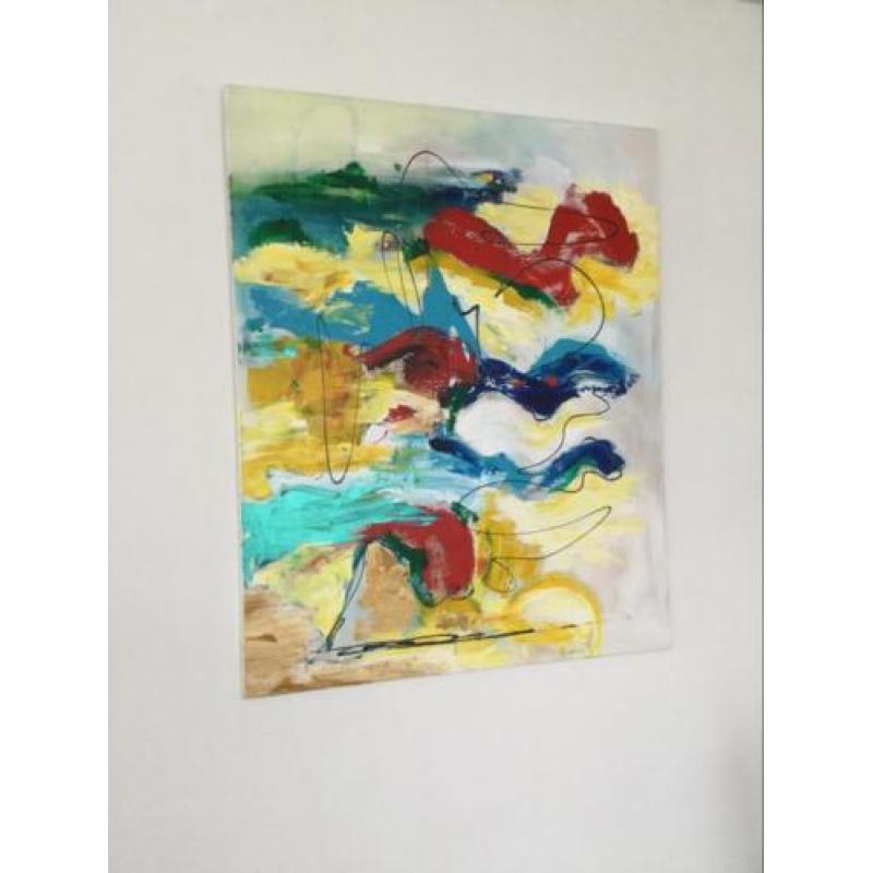 Olieverf schilderij abstract br. 80 x h. 100