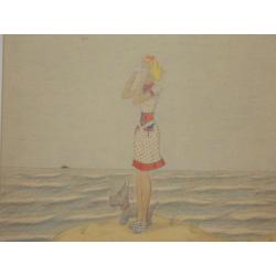 aquarel/tekening van: Mies Smits uit 1944 (3 stuks)
