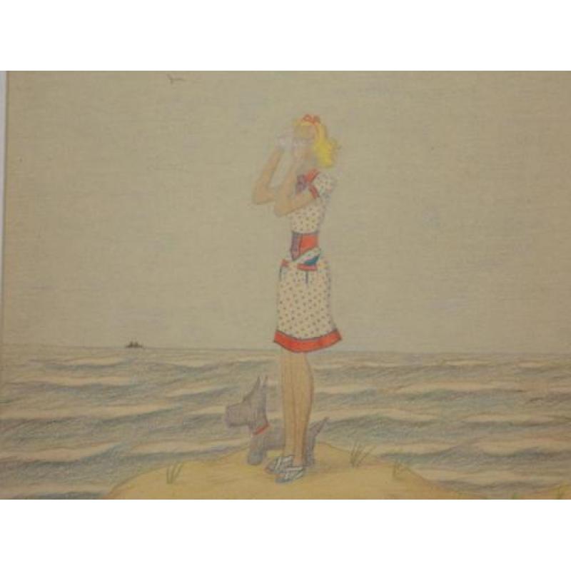 aquarel/tekening van: Mies Smits uit 1944 (3 stuks)