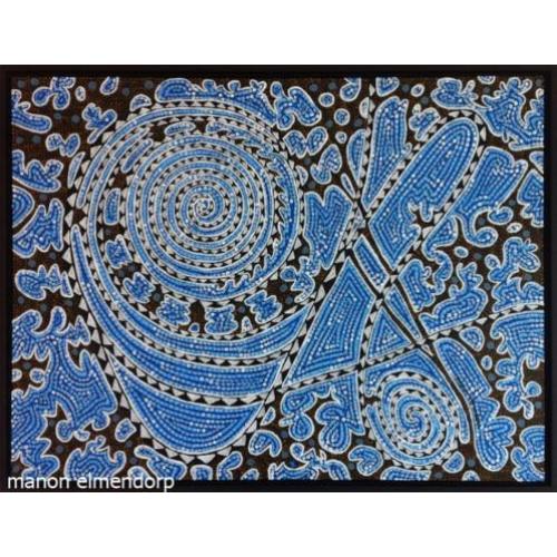 Handgeschilderd Abstract Blauw Schilderij Nieuw 60 x 80 cm