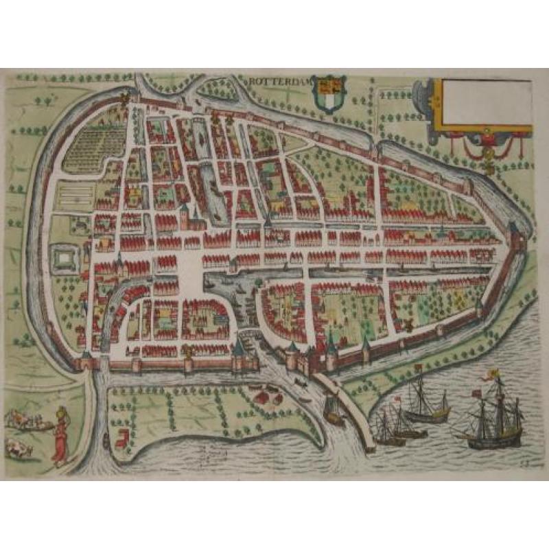Antieke plattegrond afstudeergeschenk Universiteit steden