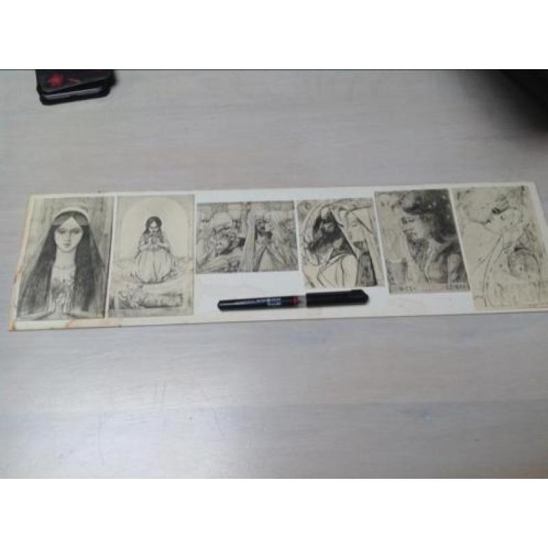 6 kaarten met prent/reproductie Jan Toorop