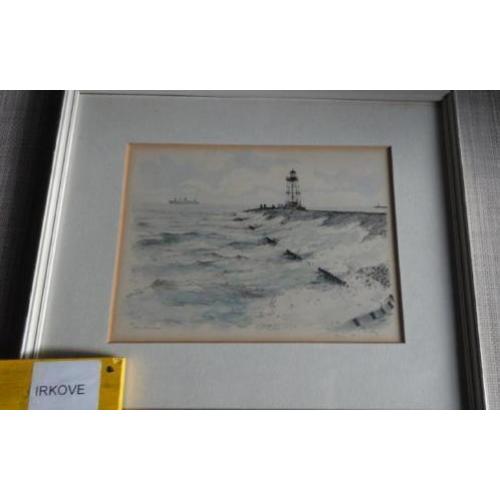 AQUAREL * TERNEUZEN DAM MET VUURTOREN * Gesigneerd *