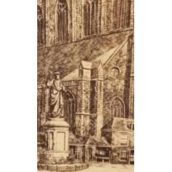 Oude tekening gravure grote kerk Haarlem Legrand gesigneerd.