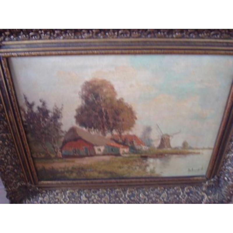 Schilderij Molenlandschap.