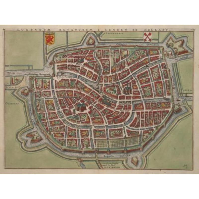 Antieke plattegrond afstudeergeschenk Universiteit steden
