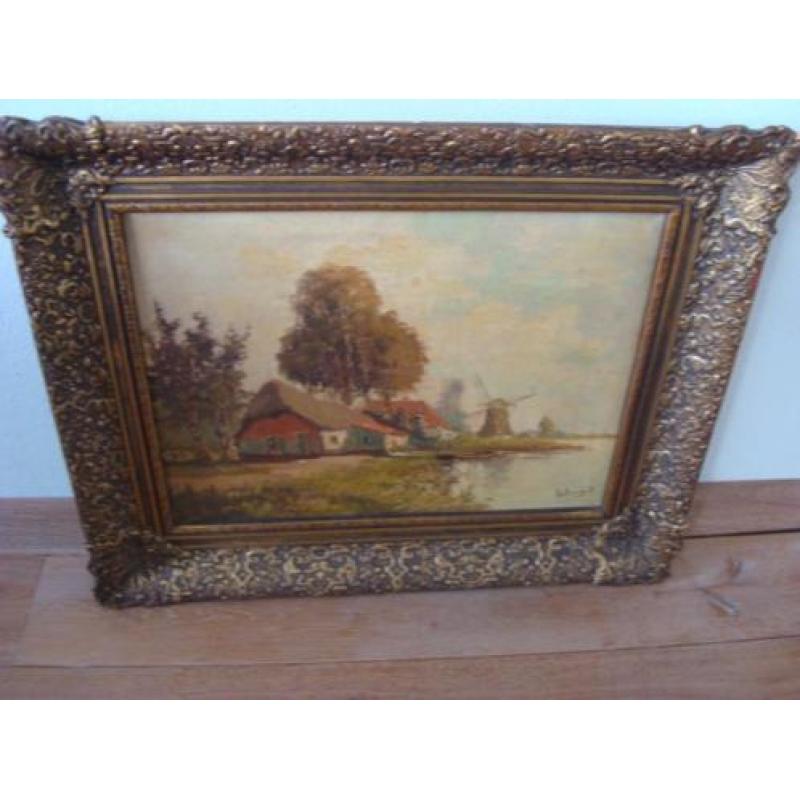 Schilderij Molenlandschap.