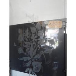 3 x antieke deur met geëtst glas bloemen in glas