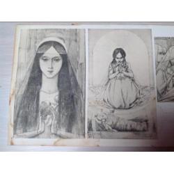 6 kaarten met prent/reproductie Jan Toorop