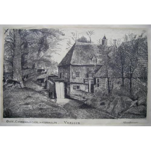 Pen tekening Vaassen Epe Emst Oude Cannenburcher watermolen