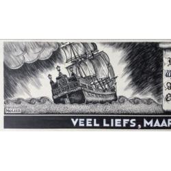 MOLIER. Originele tekening oostindische inkt