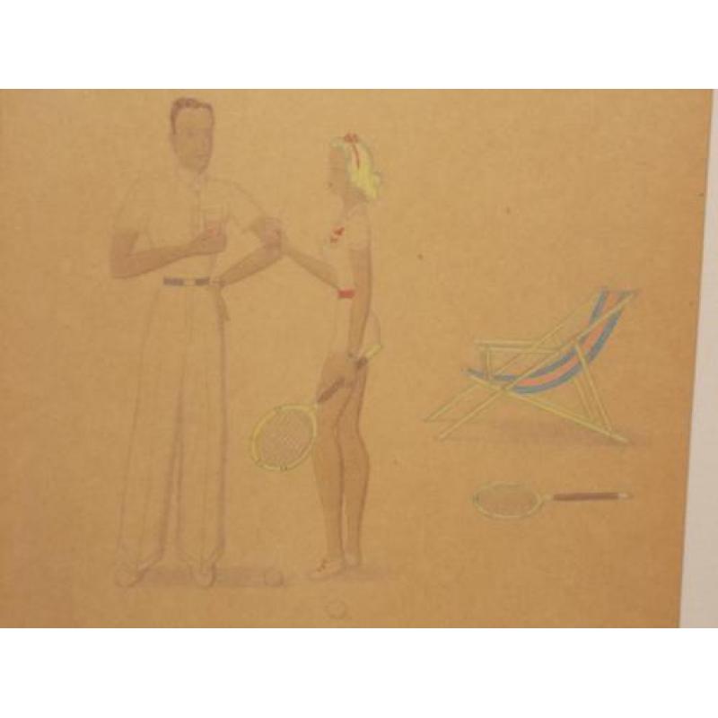 aquarel/tekening van: Mies Smits uit 1944 (3 stuks)