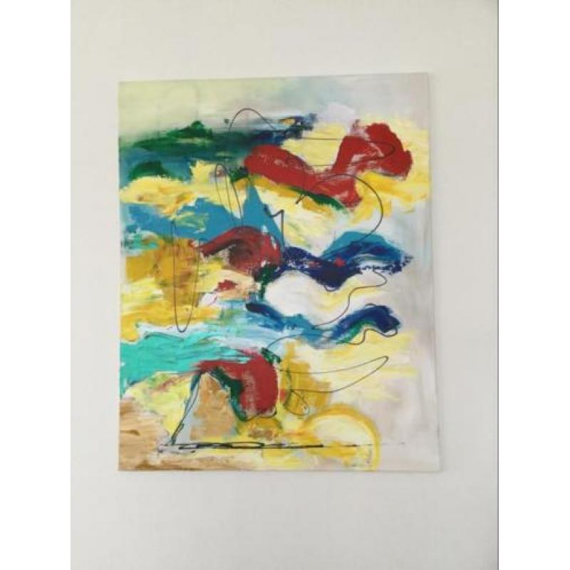 Olieverf schilderij abstract br. 80 x h. 100