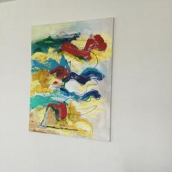 Olieverf schilderij abstract br. 80 x h. 100